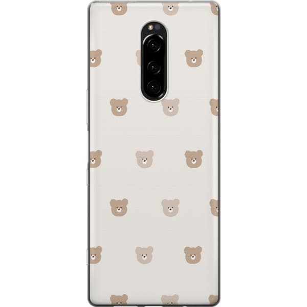 Sony Xperia 1 Gjennomsiktig deksel Teddybakgrunn - søte teddybjørner mot en myk bakgrunn