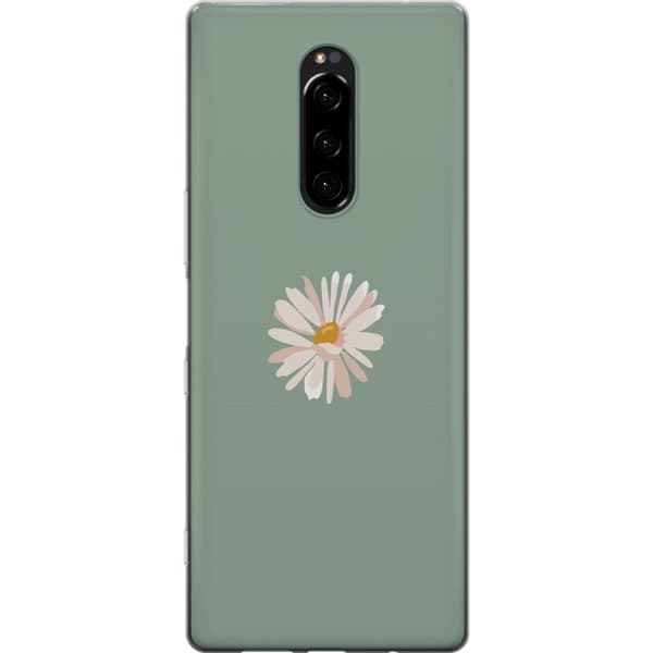 Sony Xperia 1 Gjennomsiktig deksel Grønn Minimalblomst - stilren blomst på grønn bakgrunn