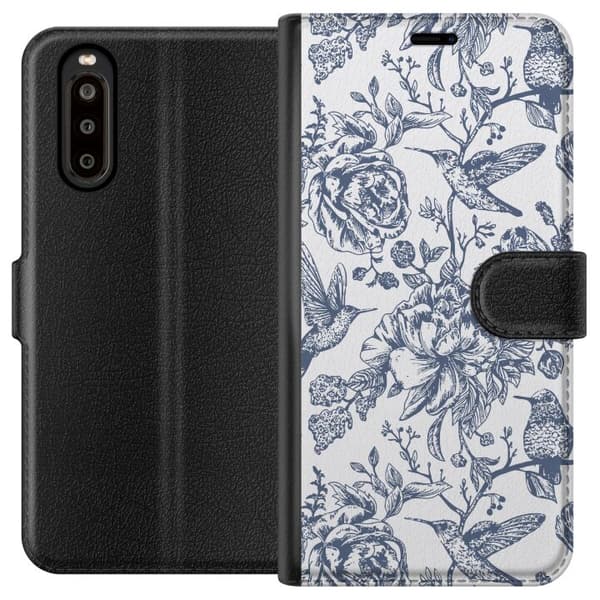 Sony Xperia 10 II Tegnebogsetui Blomster & Fugle - Romantisk Vintage-stil Mønster