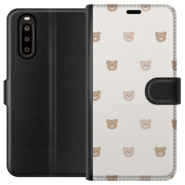 Sony Xperia 10 II Lompakkokotelo Teddy-tausta - söpöt teddykarhut pehmeällä taustalla