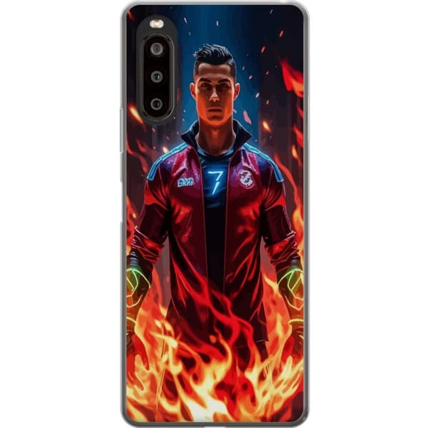 Sony Xperia 10 II Läpinäkyvä kuori Ronaldo Inferno - jalkapallolegenda liekeissä