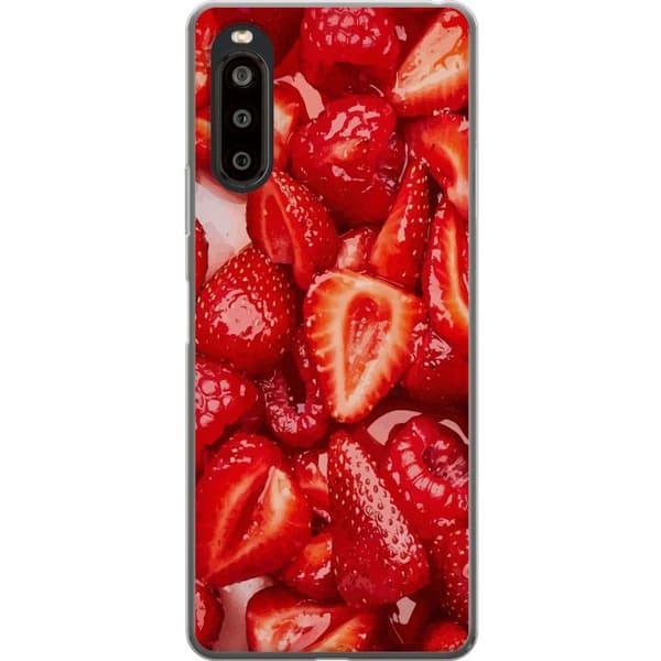 Sony Xperia 10 II Läpinäkyvä kuori Mansikkakuviointi - makea motiivi kesäfiiliksellä