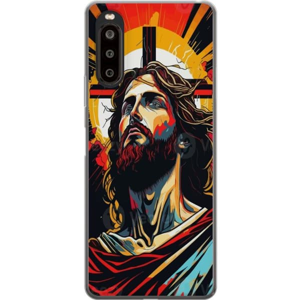 Sony Xperia 10 II Genomskinligt Skal Jesus & Kort – religiöst motiv med djup symbolik