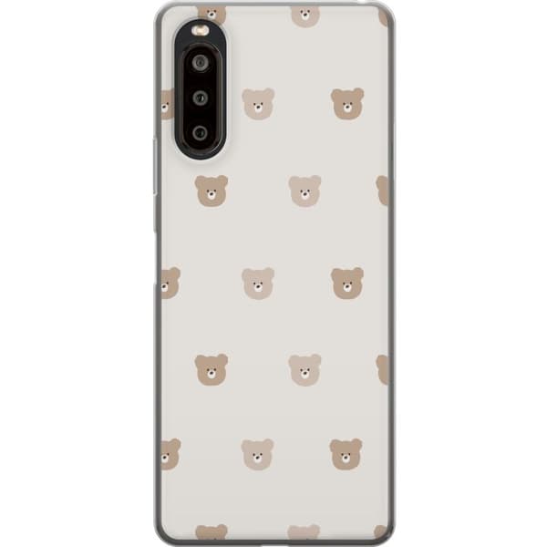 Sony Xperia 10 II Gjennomsiktig deksel Teddybakgrunn - søte teddybjørner mot en myk bakgrunn