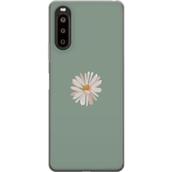 Sony Xperia 10 II Gjennomsiktig deksel Grønn Minimalblomst - stilren blomst på grønn bakgrunn