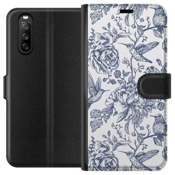Sony Xperia 10 III Lompakkokotelo Kukat & Linnut - Romanttinen Vintage-tyylinen Kuviointi