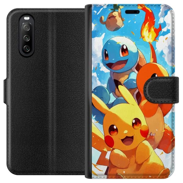 Sony Xperia 10 III Tegnebogsetui Pocket Creatures - inspireret af Pokémon uden at nævne navnet