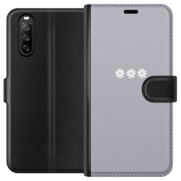 Sony Xperia 10 III Lompakkokotelo Lila Blomminimalismi - tyylikäs kukkakuva lila taustalla