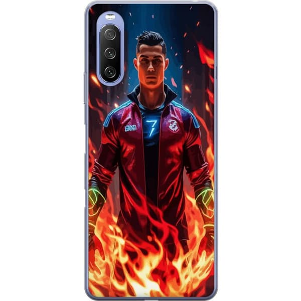 Sony Xperia 10 III Gennemsigtig cover Ronaldo Inferno - fodboldhelt i flammer