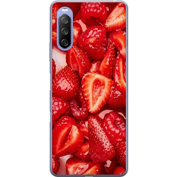 Sony Xperia 10 III Läpinäkyvä kuori Mansikkakuviointi - makea motiivi kesäfiiliksellä