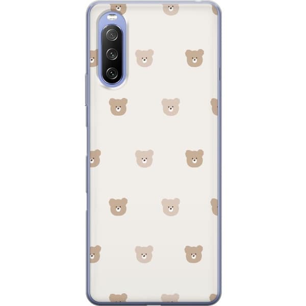 Sony Xperia 10 III Läpinäkyvä kuori Teddy-tausta - söpöt teddykarhut pehmeällä taustalla