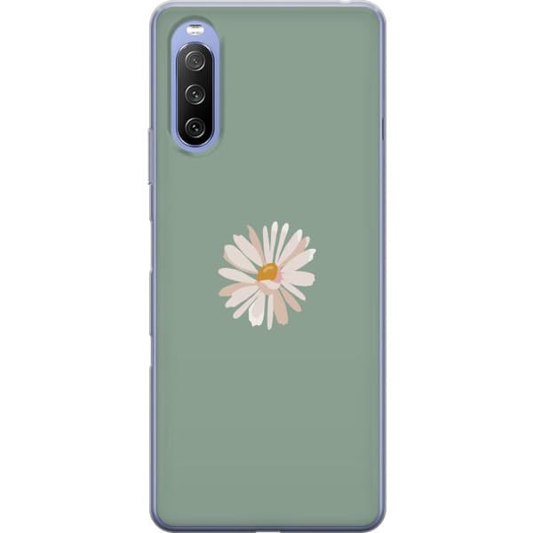 Sony Xperia 10 III Läpinäkyvä kuori Vihreä Minimalikukka - tyylikäs kukka vihreällä taustalla