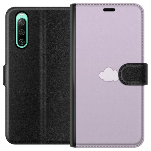 Sony Xperia 10 IV Lommeboketui Lilla Sky - minimalistisk sky på en lilla bakgrunn