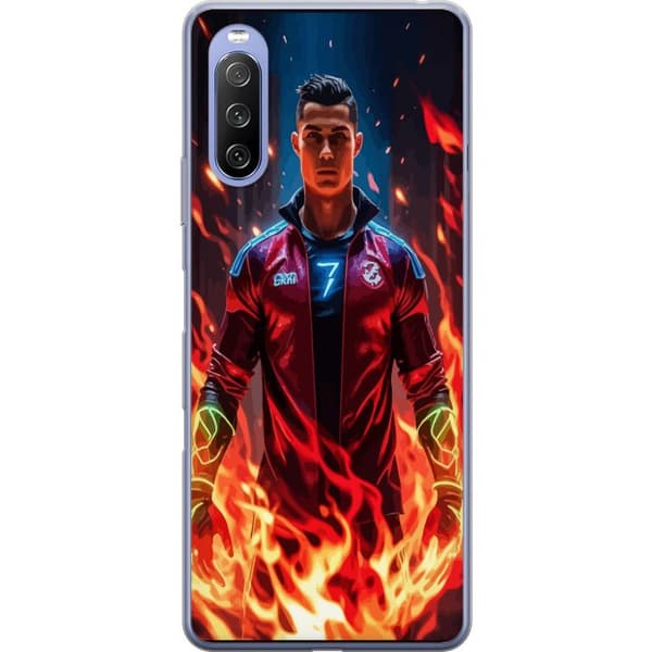 Sony Xperia 10 III Lite Genomskinligt Skal Ronaldo Inferno – fotbollshjälte i eldflammor