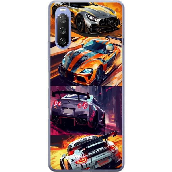Sony Xperia 10 III Lite Genomskinligt Skal Rally Fever – fartfyllt motiv med rallybilar