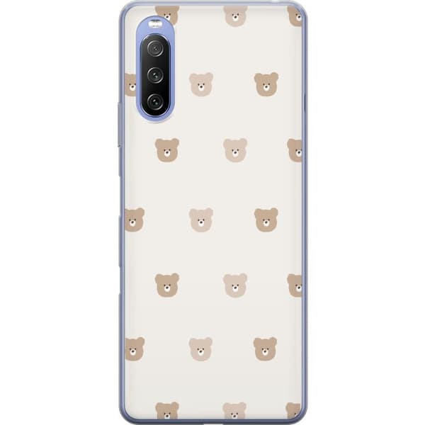 Sony Xperia 10 III Lite Genomskinligt Skal Teddy Background – gulliga nallar mot mjuk bakgrund