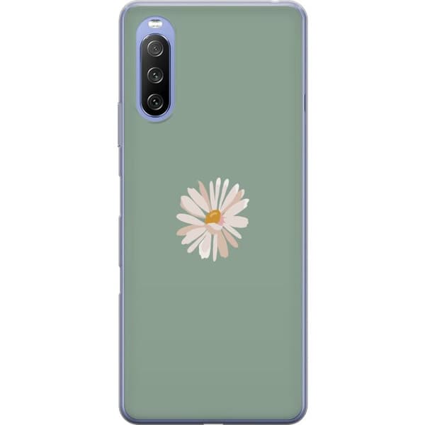 Sony Xperia 10 III Lite Gjennomsiktig deksel Grønn Minimalblomst - stilren blomst på grønn bakgrunn