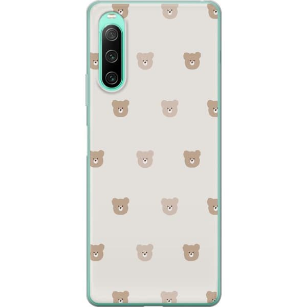 Sony Xperia 10 IV Läpinäkyvä kuori Teddy-tausta - söpöt teddykarhut pehmeällä taustalla