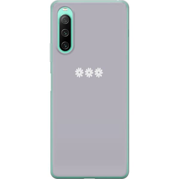 Sony Xperia 10 IV Gjennomsiktig deksel Lilla Blomminimalisme - stilig blomstermotiv på lilla bakgrunn