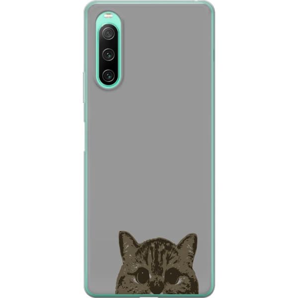 Sony Xperia 10 IV Gjennomsiktig deksel Grå Kattblikk - stilren katte design med grå bakgrunn
