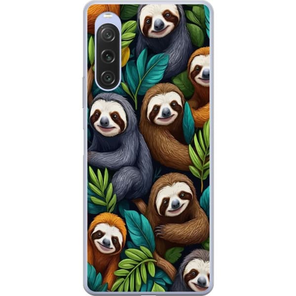Sony Xperia 10 V Läpinäkyvä kuori Sengångarstil - rentoutunut muotoilu söpöllä laiskiaalla
