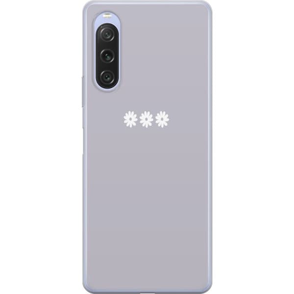 Sony Xperia 10 V Läpinäkyvä kuori Lila Blomminimalismi - tyylikäs kukkakuva lila taustalla