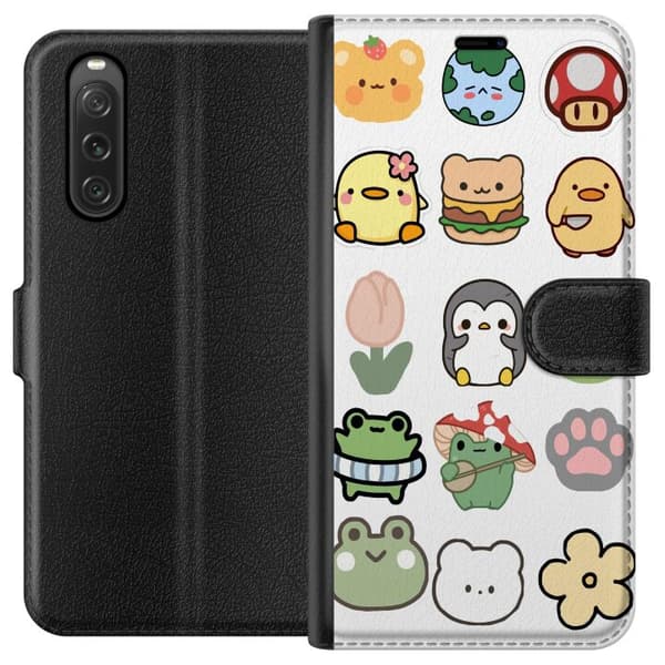 Sony Xperia 10 V Plånboksfodral Kawaii Friends – söta figurer i japansk stil
