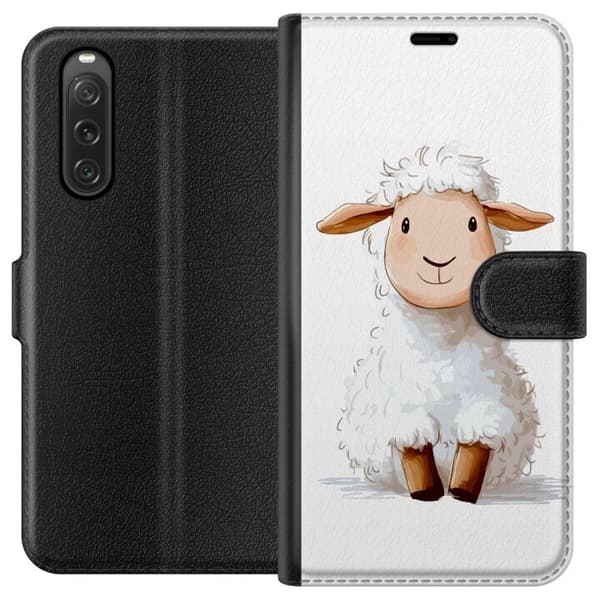 Sony Xperia 10 V Plånboksfodral Sött Lamm – tecknad stil för barn & babyprodukter