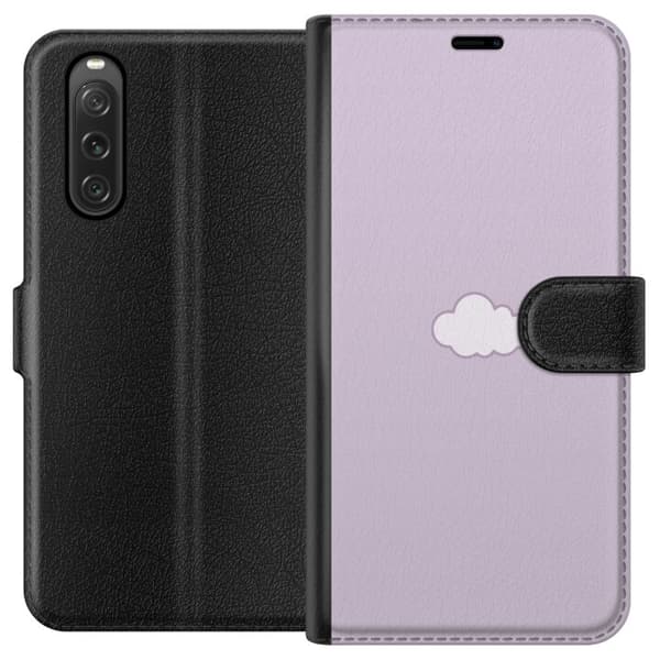 Sony Xperia 10 V Plånboksfodral Lila Moln – minimalistiskt moln på lila bakgrund