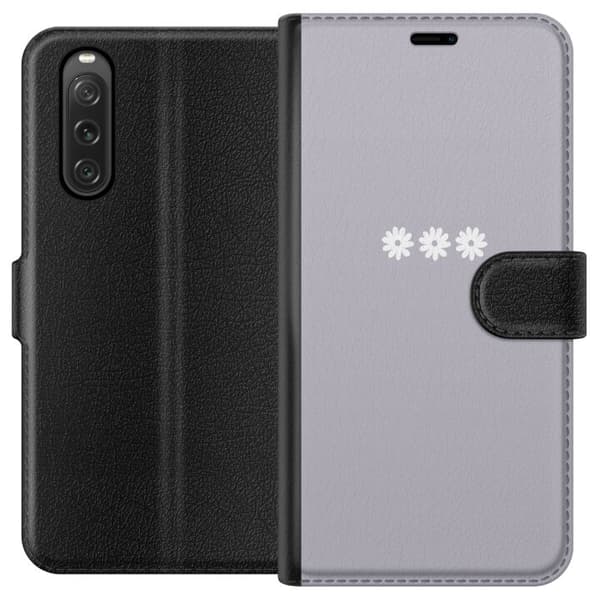 Sony Xperia 10 V Lompakkokotelo Lila Blomminimalismi - tyylikäs kukkakuva lila taustalla