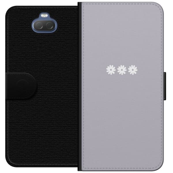 Sony Xperia 10 Plus Lommeboketui Lilla Blomminimalisme - stilig blomstermotiv på lilla bakgrunn