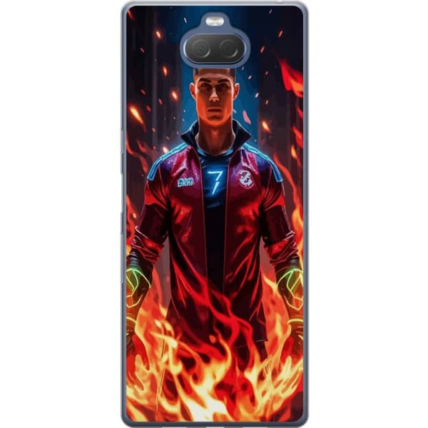 Sony Xperia 10 Plus Gjennomsiktig deksel Ronaldo Inferno - fotballhelt i flammer
