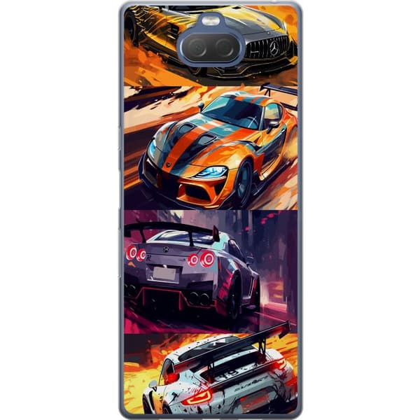 Sony Xperia 10 Plus Gjennomsiktig deksel Rallyfeber - intensivt motiv med rallybiler