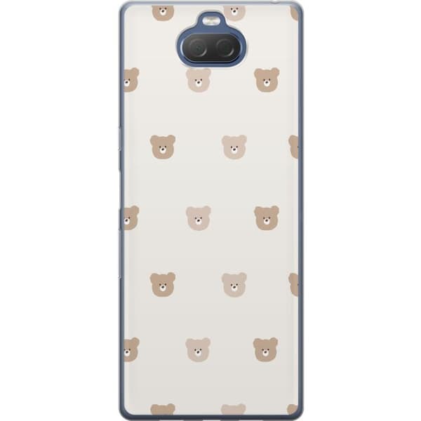 Sony Xperia 10 Plus Genomskinligt Skal Teddy Background – gulliga nallar mot mjuk bakgrund