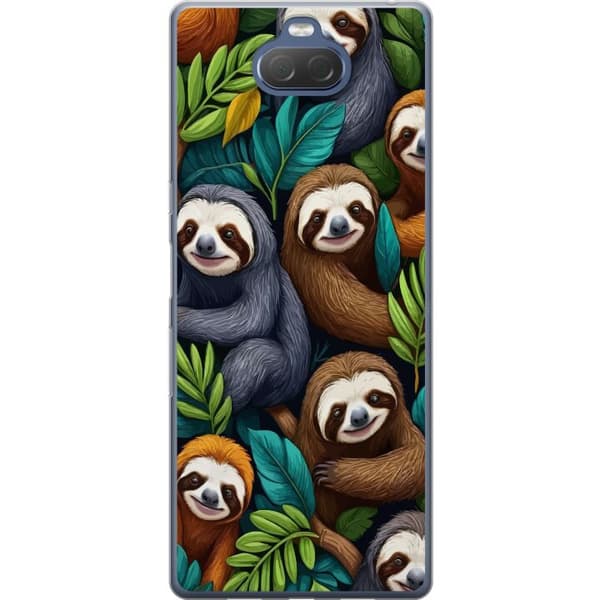 Sony Xperia 10 Plus Gennemsigtig cover Sengångarstil - afslappet motiv med sød dovendyr