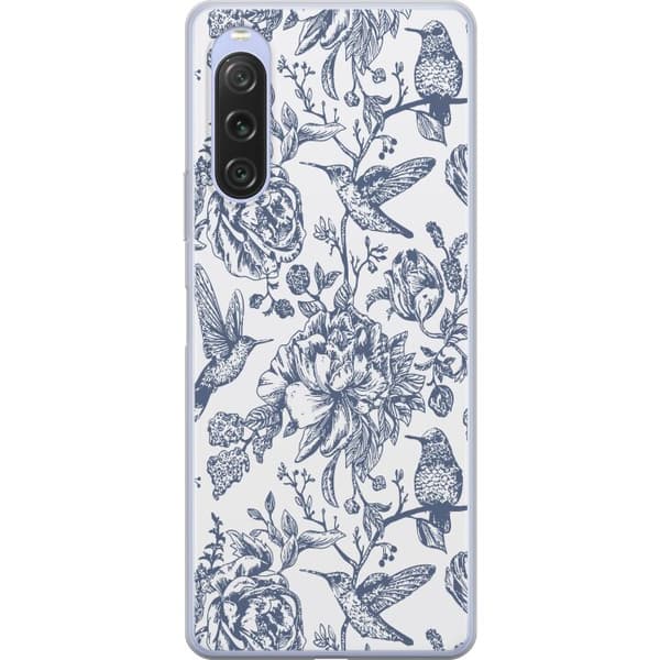 Sony Xperia 10 V Gennemsigtig cover Blomster & Fugle - Romantisk Vintage-stil Mønster