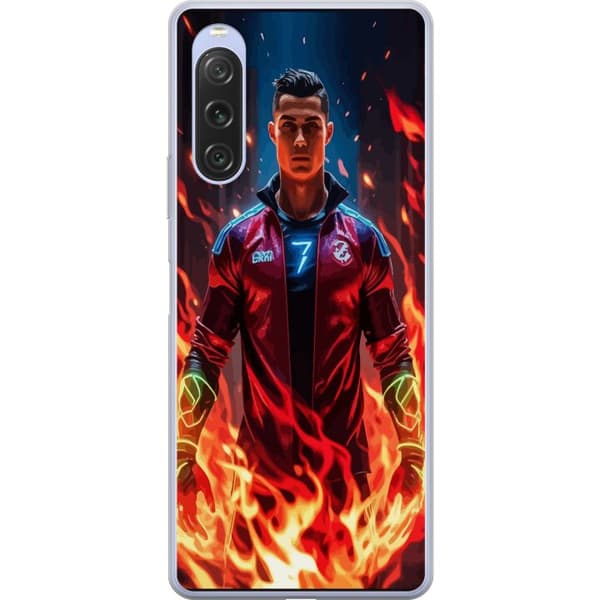Sony Xperia 10 V Läpinäkyvä kuori Ronaldo Inferno - jalkapallolegenda liekeissä