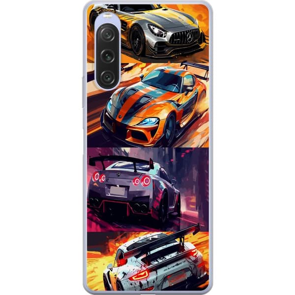Sony Xperia 10 V Genomskinligt Skal Rally Fever – fartfyllt motiv med rallybilar
