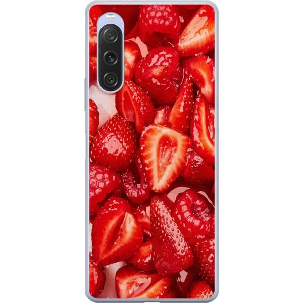 Sony Xperia 10 V Läpinäkyvä kuori Mansikkakuviointi - makea motiivi kesäfiiliksellä