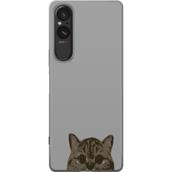 Sony Xperia 10 VI Läpinäkyvä kuori Harmaa kissan katse - tyylikäs kissa suunnittelu harmaalla taustalla