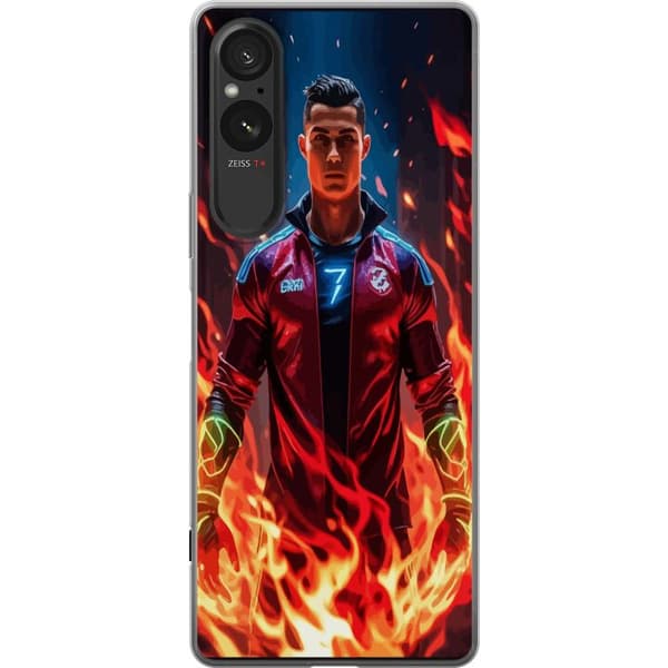 Sony Xperia 10 VI Läpinäkyvä kuori Ronaldo Inferno - jalkapallolegenda liekeissä