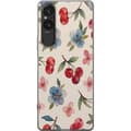 Pikkukuva 1 / 3: Sony Xperia 10 VI Läpinäkyvä kuori Marjat & Kukat - kuvio, jossa on sinisiä kukkia ja metsänmarjoja