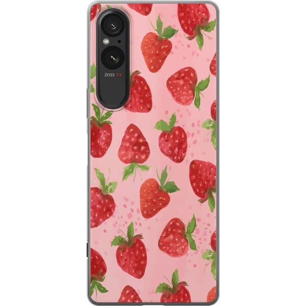 Sony Xperia 10 VI Gennemsigtig cover Jordbærdrømme - Retro-stil jordbærmønster