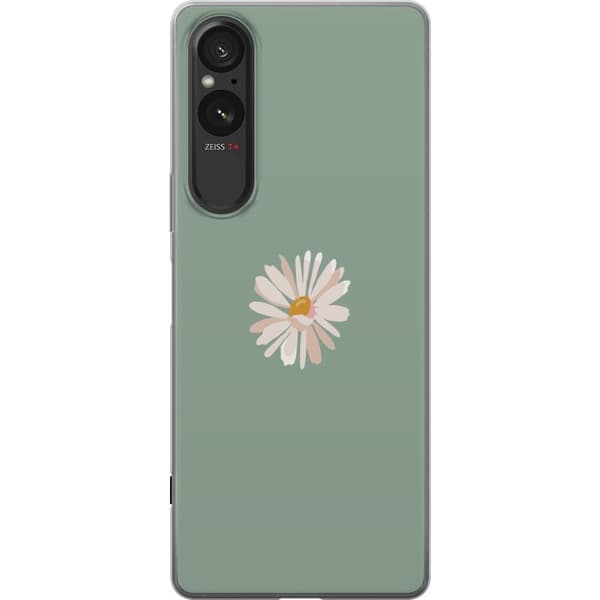 Sony Xperia 10 VI Gennemsigtig cover Grøn Minimalblomst - stilfuld blomst på grøn baggrund