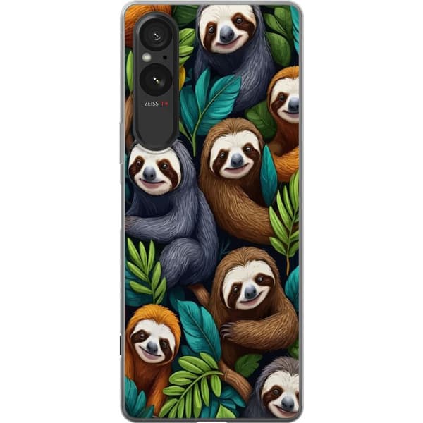 Sony Xperia 10 VI Gennemsigtig cover Sengångarstil - afslappet motiv med sød dovendyr