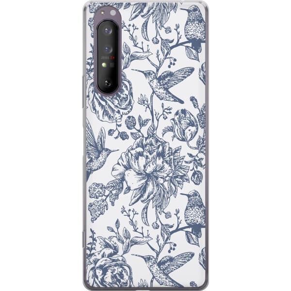 Sony Xperia 1 II Gennemsigtig cover Blomster & Fugle - Romantisk Vintage-stil Mønster