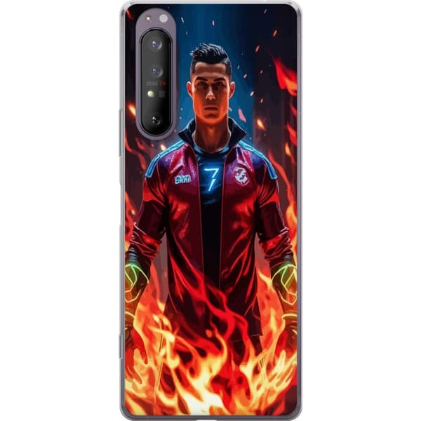 Sony Xperia 1 II Läpinäkyvä kuori Ronaldo Inferno - jalkapallolegenda liekeissä