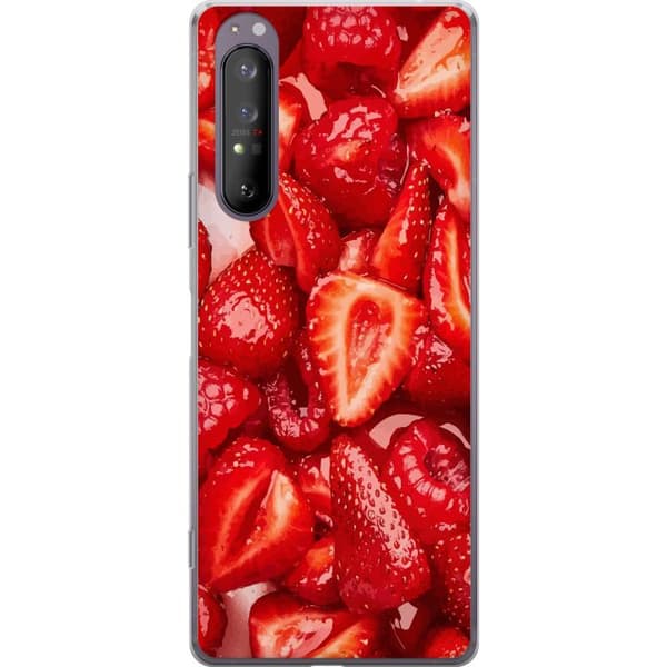 Sony Xperia 1 II Läpinäkyvä kuori Mansikkakuviointi - makea motiivi kesäfiiliksellä
