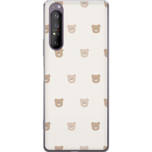 Sony Xperia 1 II Gennemsigtig cover Teddybaggrund - søde teddybjørne mod en blød baggrund