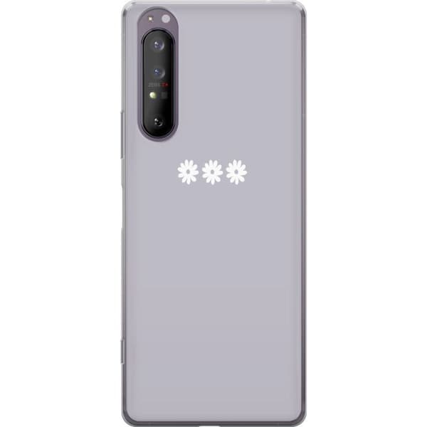 Sony Xperia 1 II Gennemsigtig cover Lilla Blomminimalisme - stilfuldt blomstermotiv på lilla baggrund